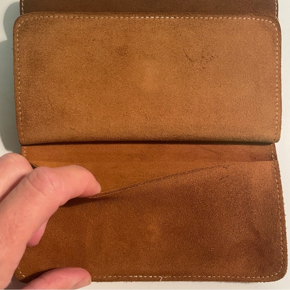 Vtg 1970's Hippie Suede Wallet Floral Snap Closure Clutch Brown Leather Brazil - Picture 6 of 10